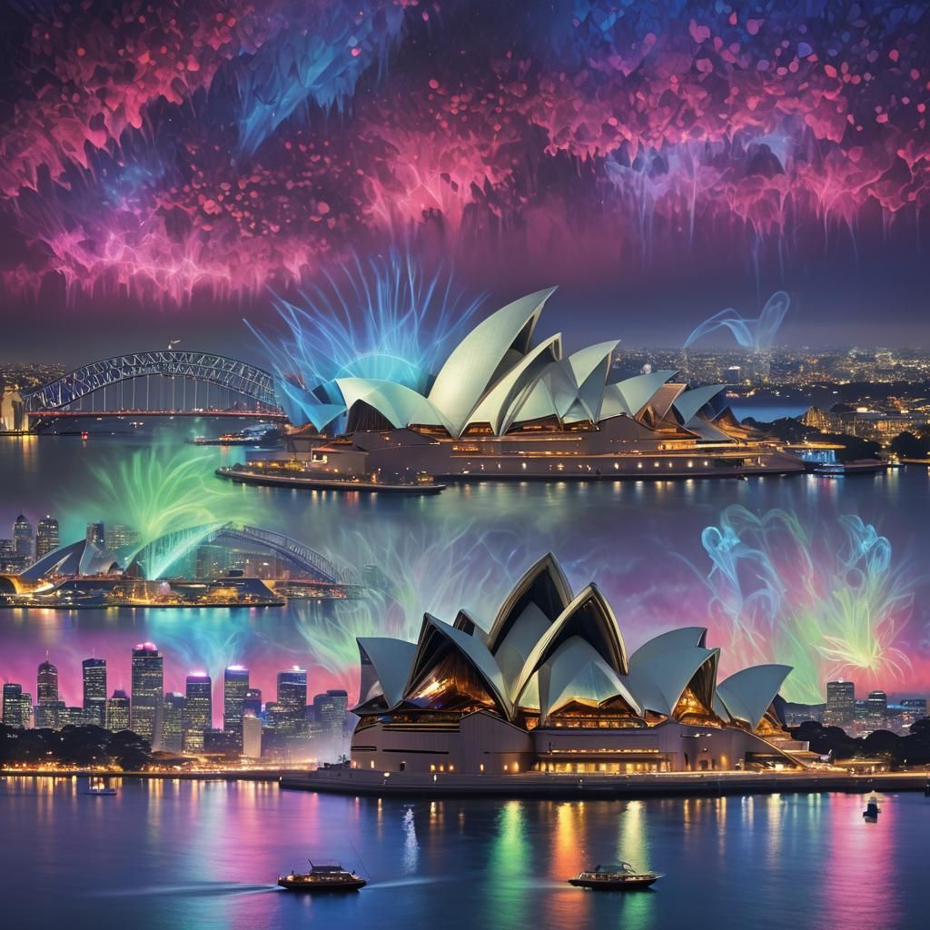Aurora Over Sydney Opera House: A Neon Dreamscape
