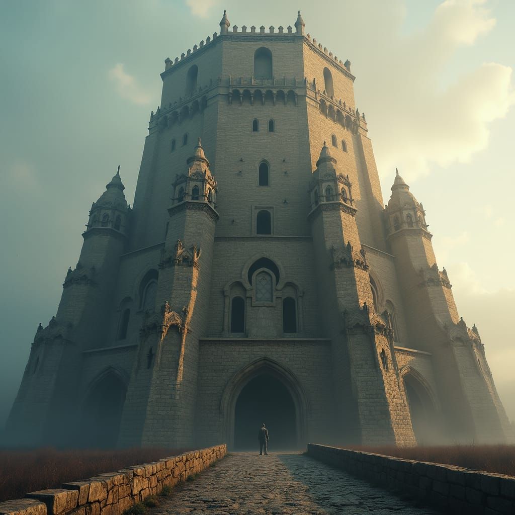 Majestic Medieval Tower in Gothic Architectural Style