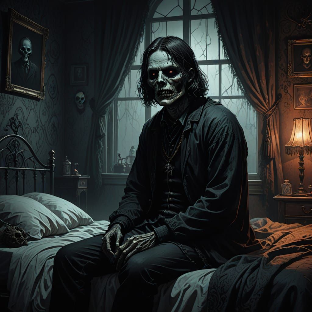 Eerie Close-Up: A Dark Surreal Horror Artwork