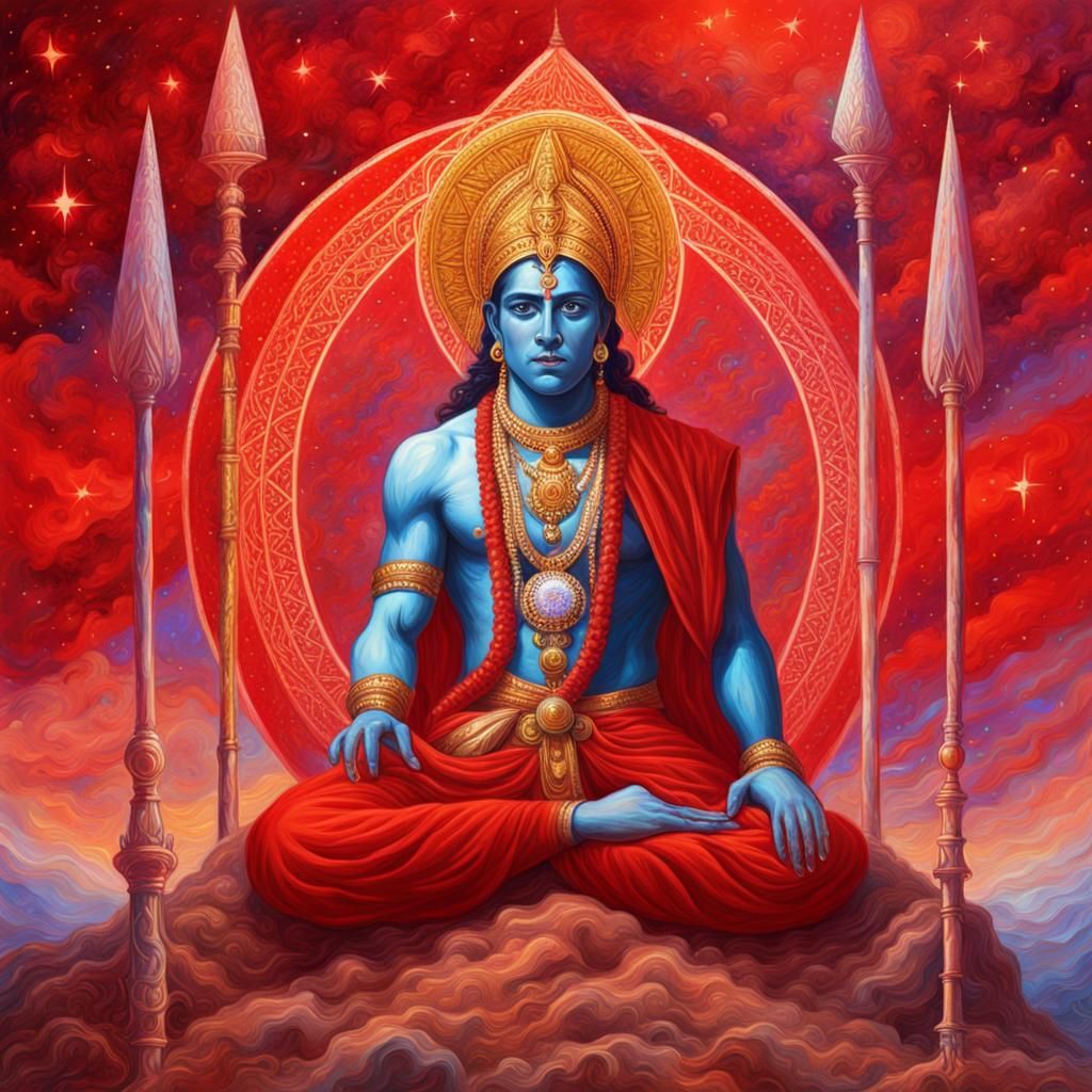 Cosmic Holographic Illustration of JAI SHREE RAM Flag