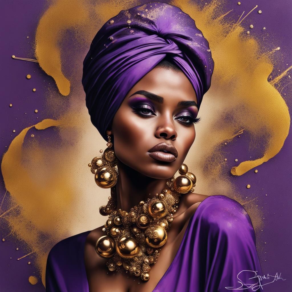 Bohemian Girl with Turban in Graffiti Art Style