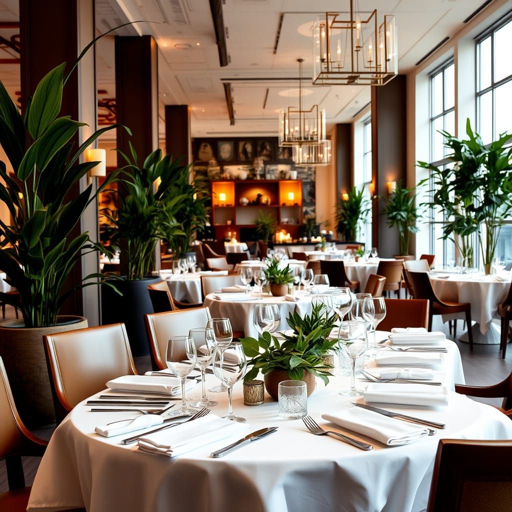 Cozy Modern Restaurant Dinner Setting in Elegant Style
