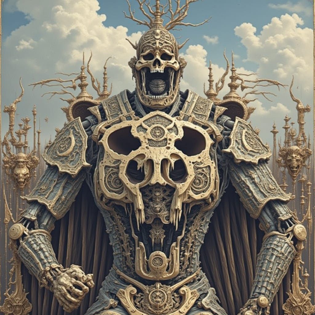 Asian Android with Skull Motifs