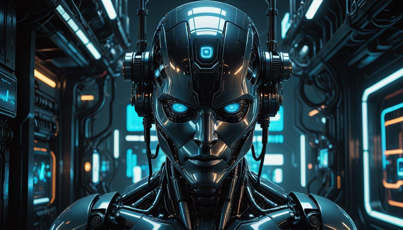 Futuristic A.I NATION YouTube Banner in Neon Cyberpunk Style