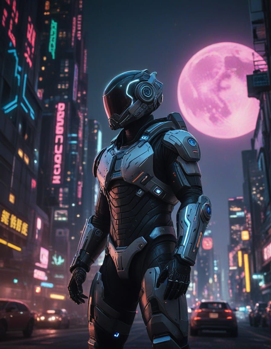 Surreal Futuristic Fantasy Canyon Under Cyberpunk City Light...