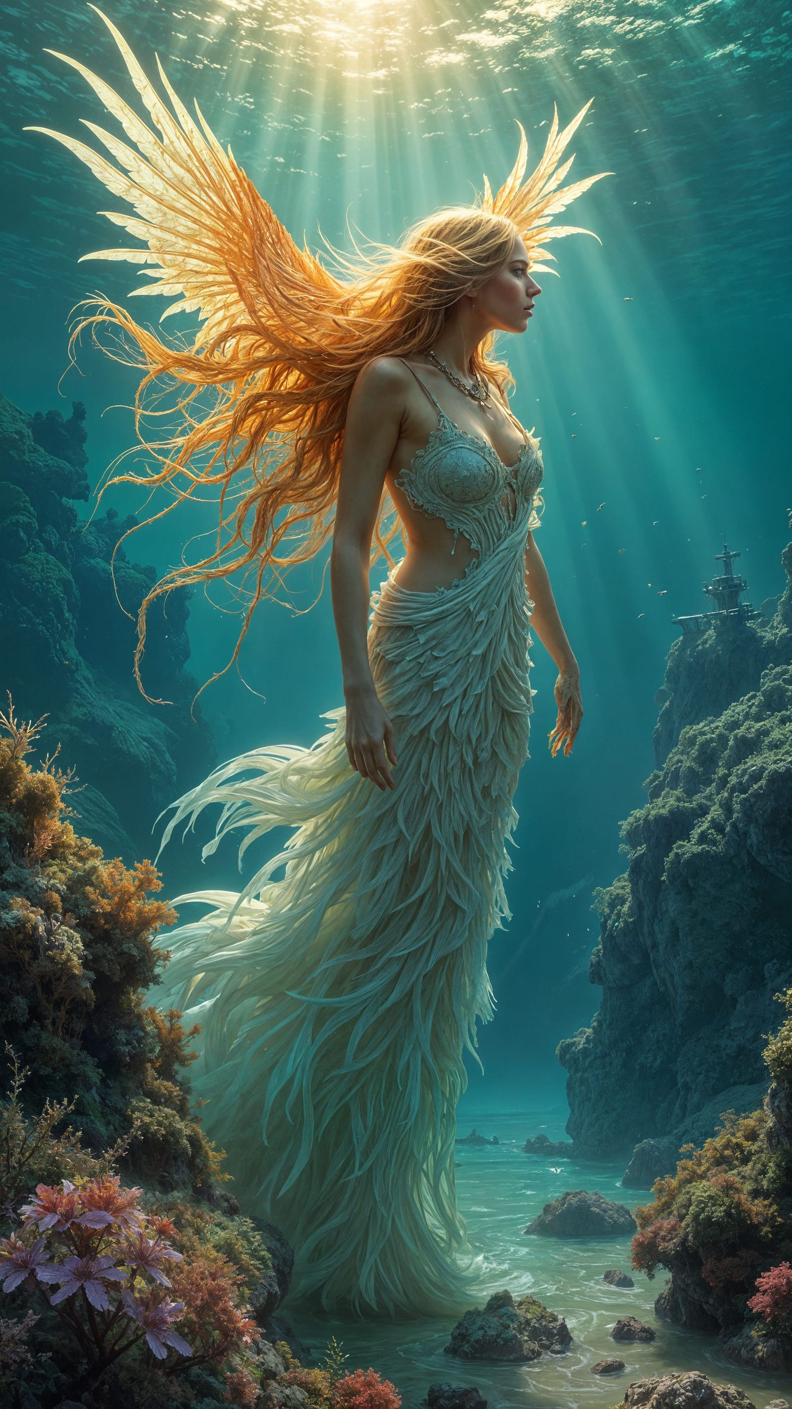 Majestic Sirens of the Reef: Dark Fantasy Art