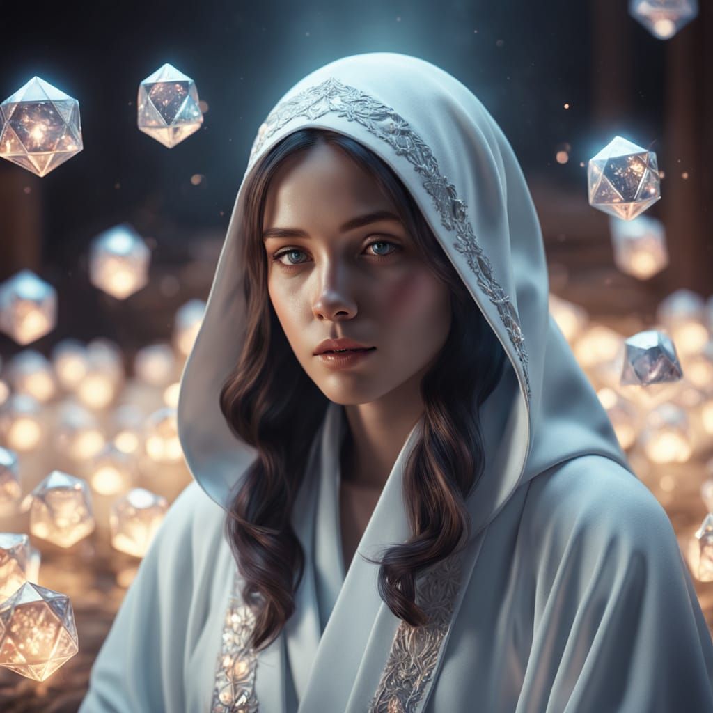 Ethereal Goddess in Shimmering Robes