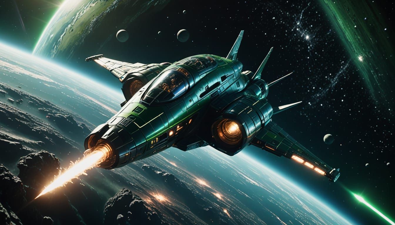 Futuristic Spaceship Discovery Mission in Deep Space