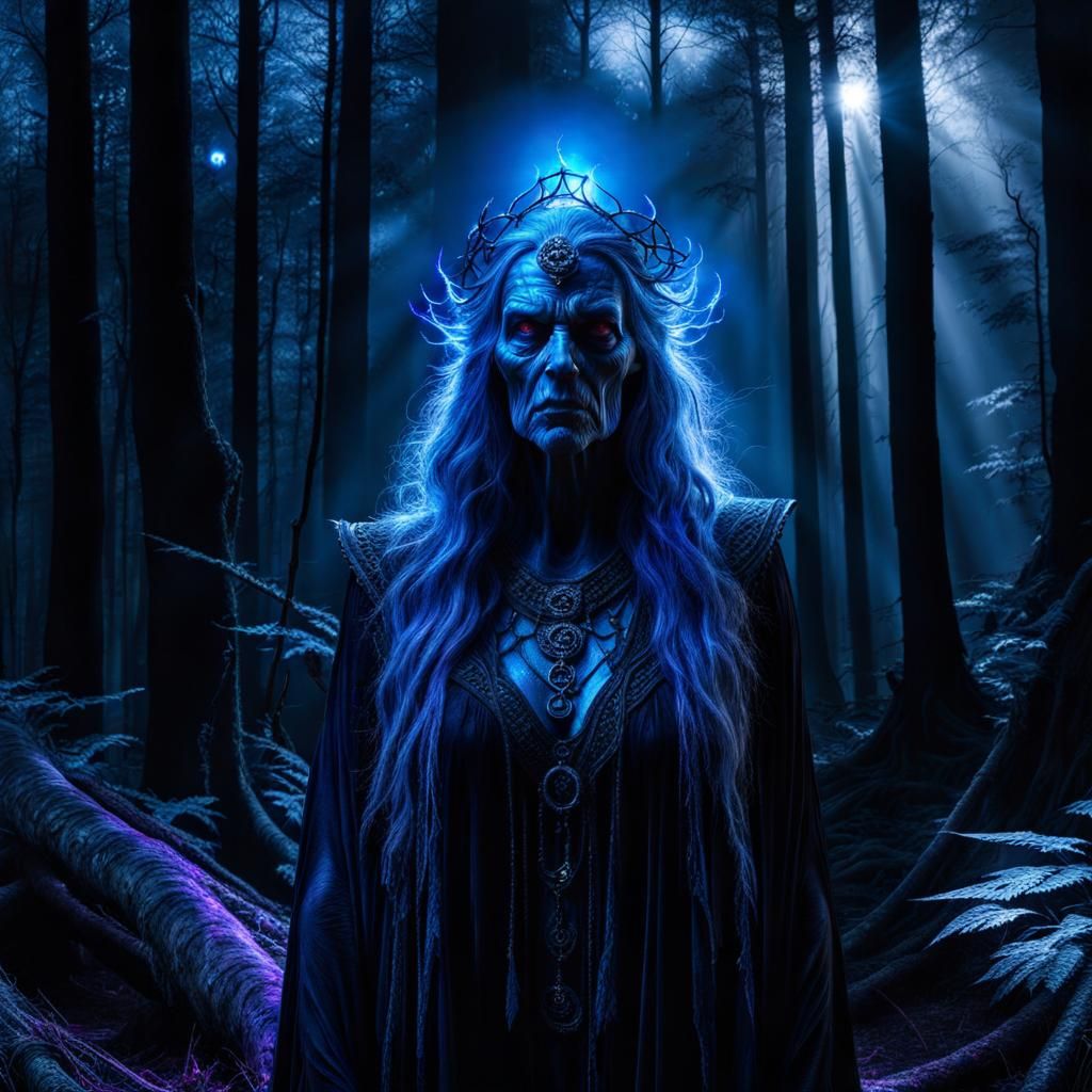 Ethereal Hag in Black Light Art Style