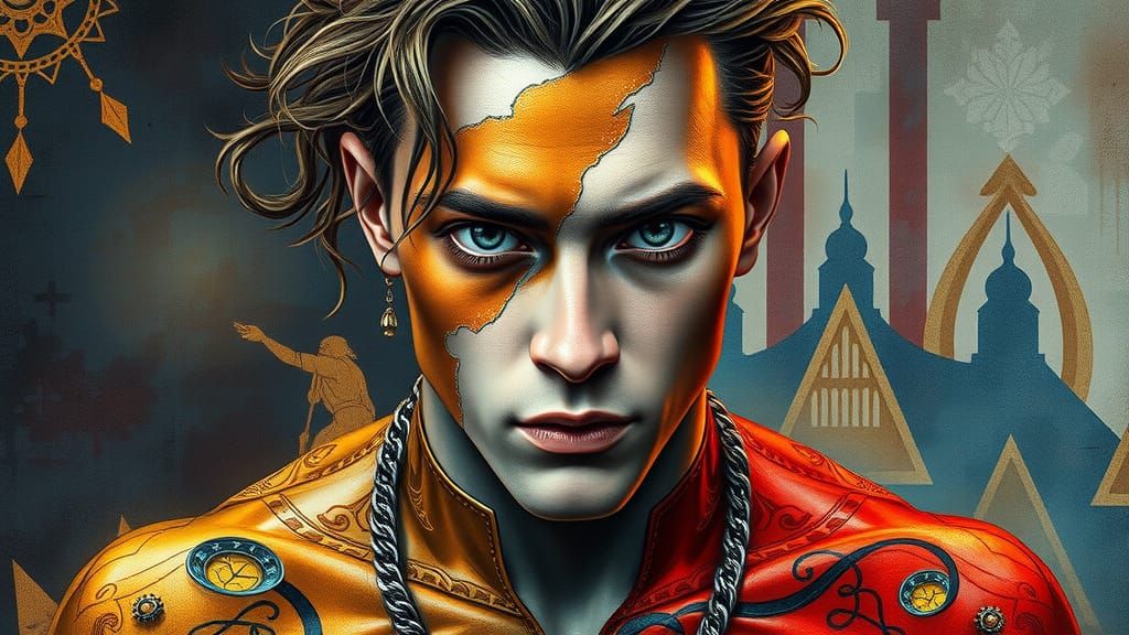 Hyperrealistic Androgynous Form with Gradient and Ombre Effe...