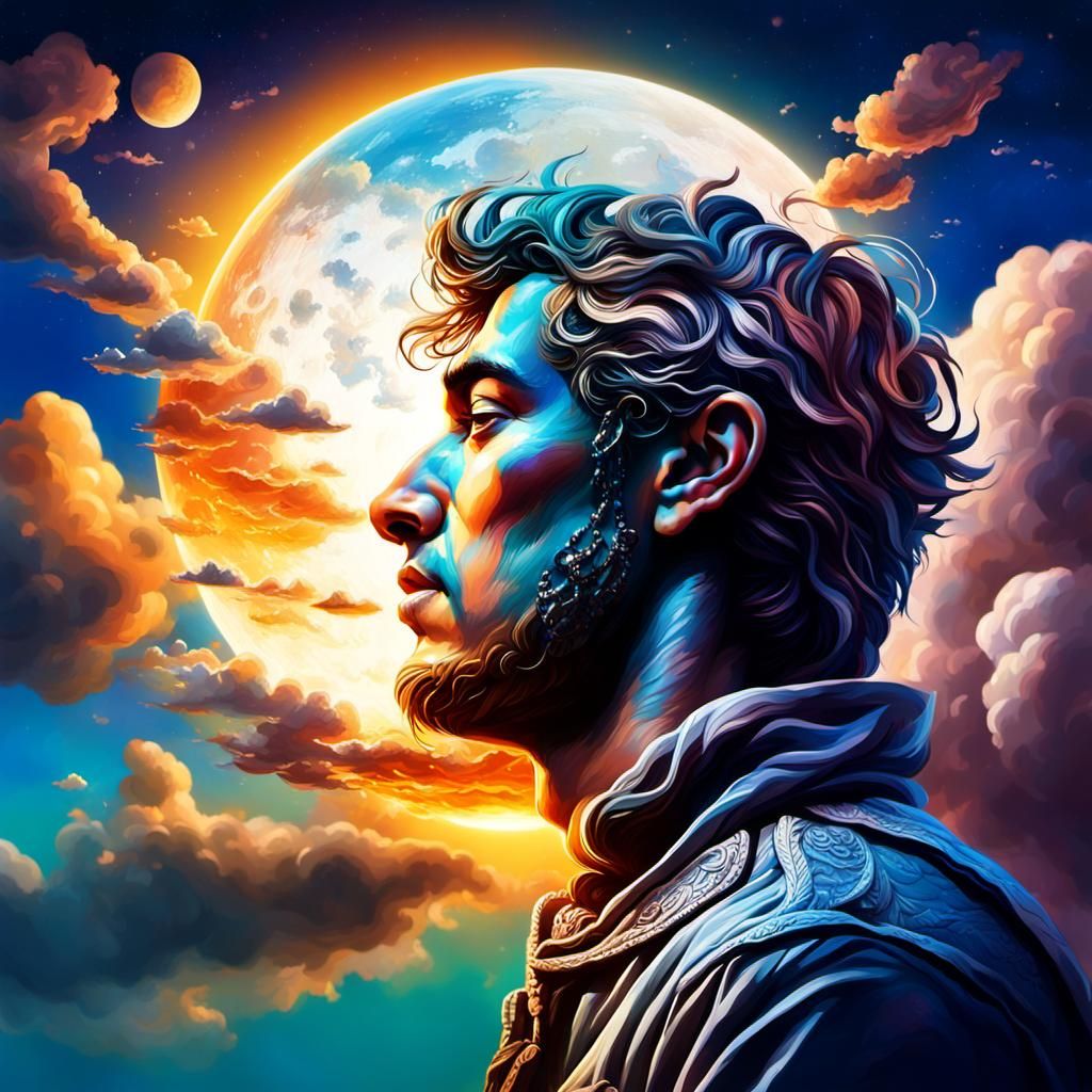 Hyperrealistic Face with Colorful Splash Art Background