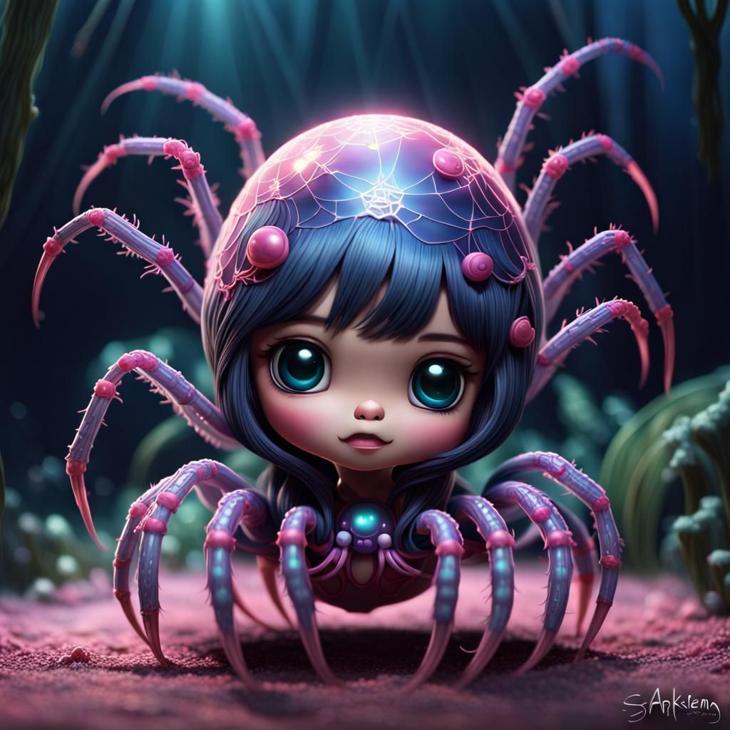 Jellyfish-Spider Hybrid in Whimsical Matte Painting