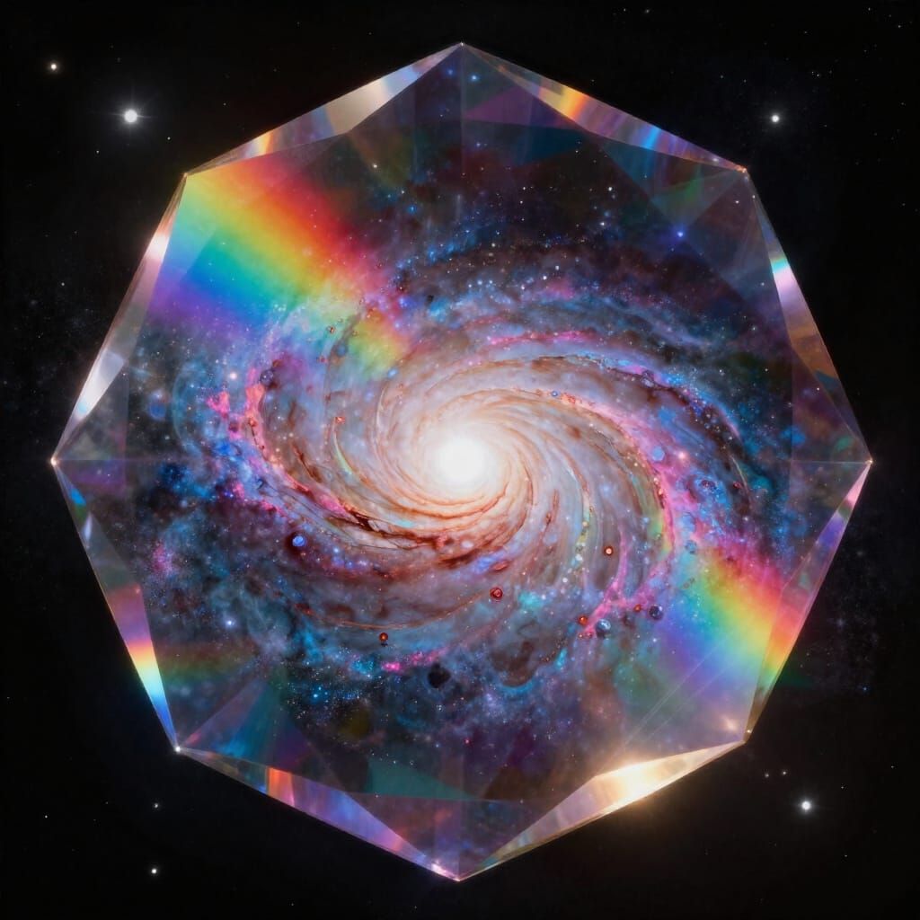 Vibrant Galaxy Through Crystal Prism