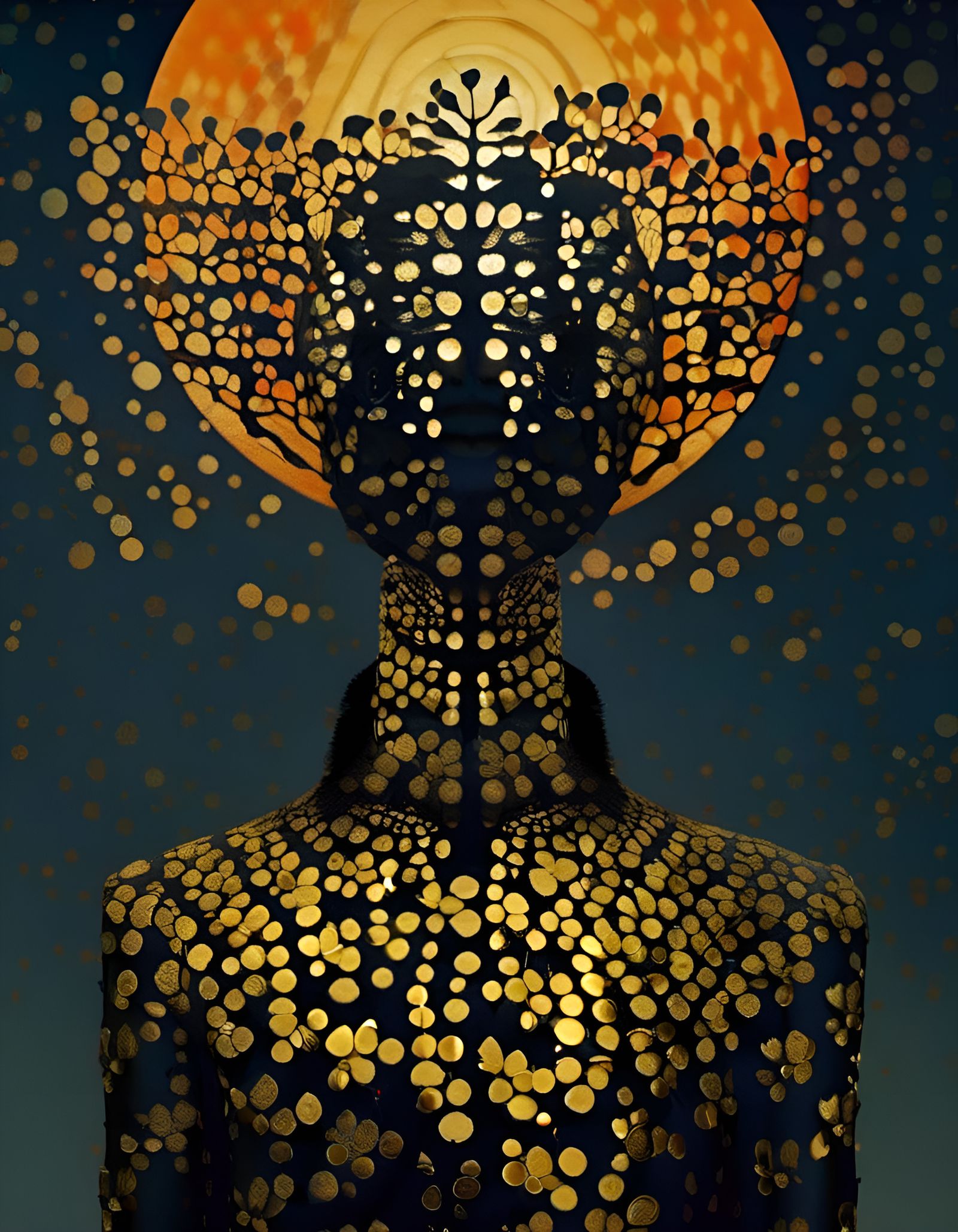 Eerie Plague God Portrait in Double Exposure Silhouette