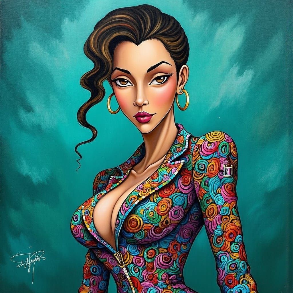 Androgynous Woman in Cyberpunk Haute Couture Digital Art