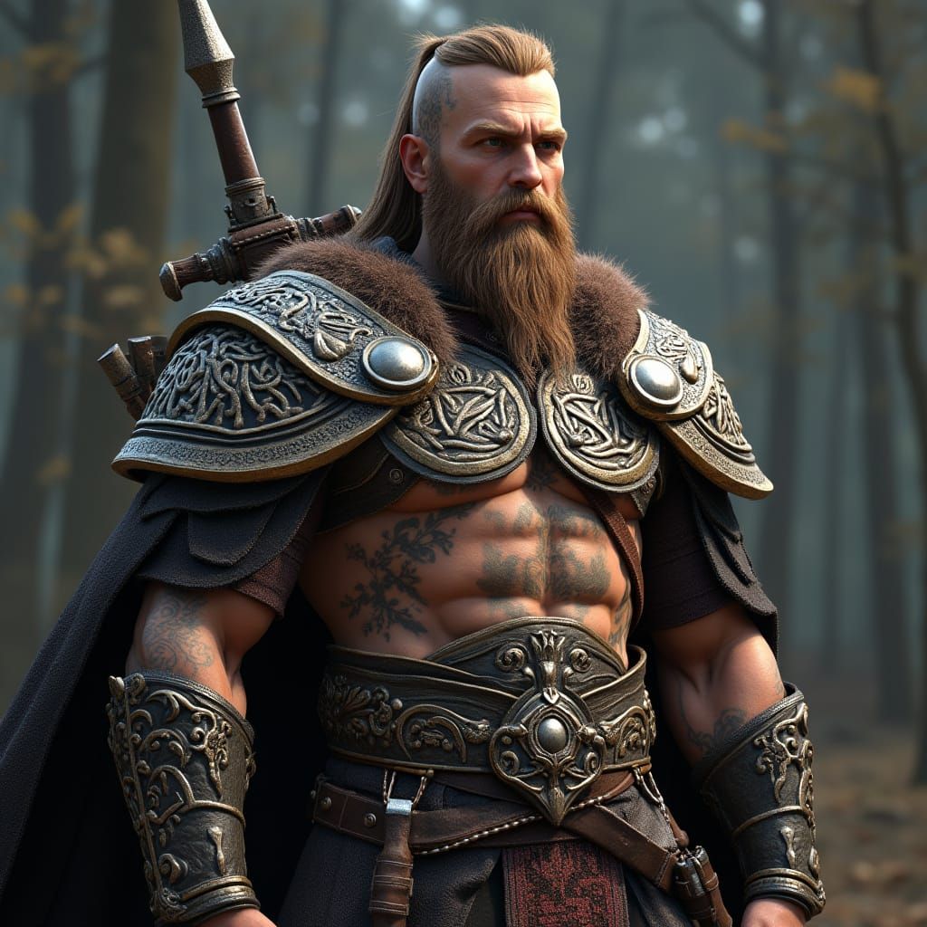 Viking Warrior with Celtic Armor in Anime Art