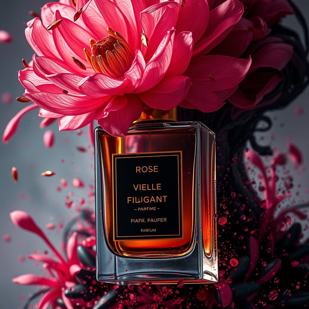 Hyperrealistic Perfume Bottles in Elegant Gold Tones