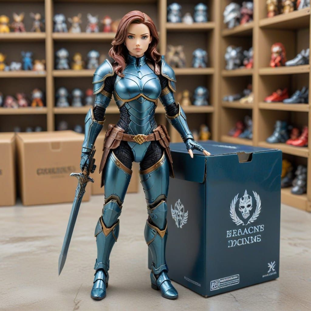 Female Action Figure in Box, Toy at Store, Sold with Armor