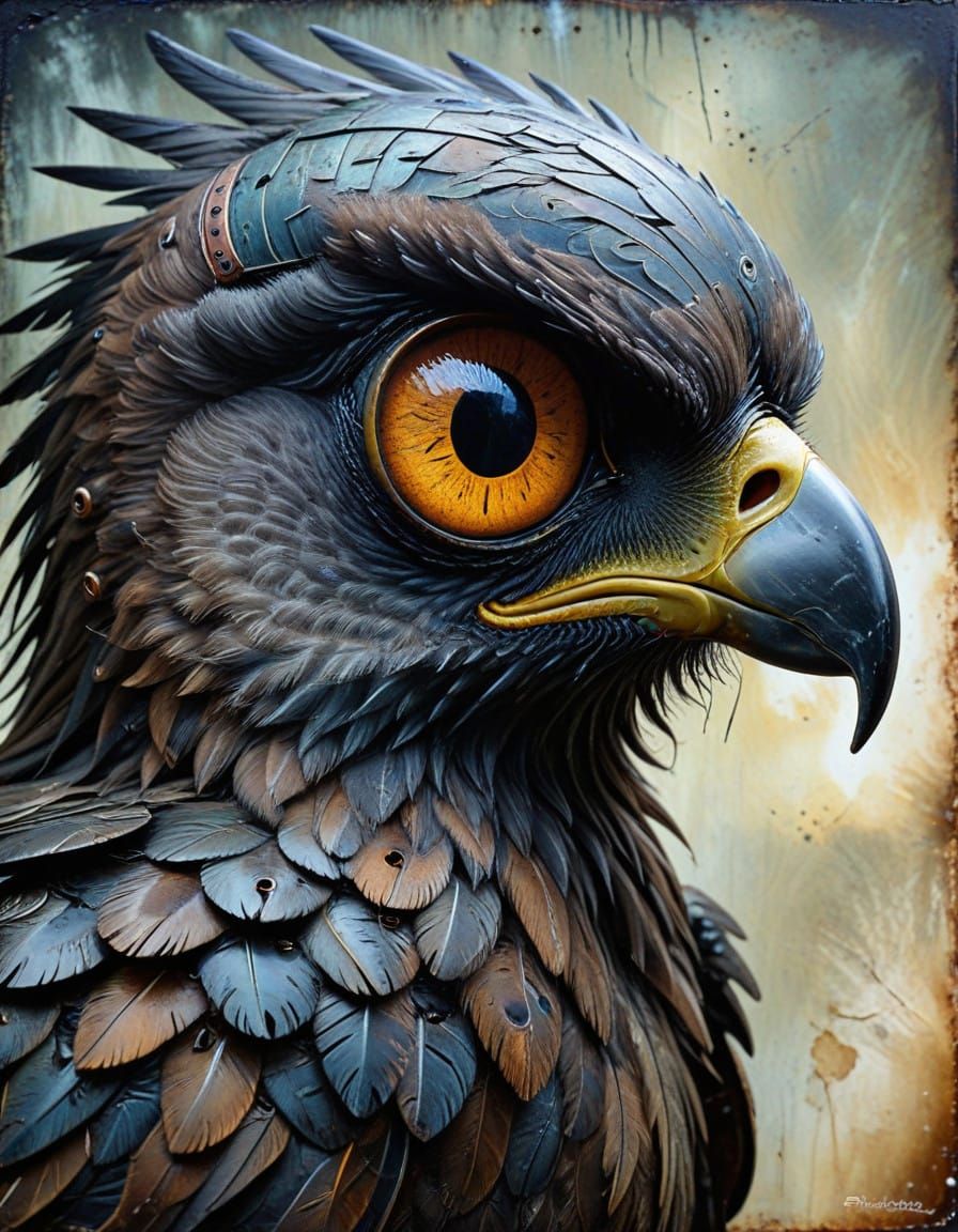 Surreal Dieselpunk Landscape with Buzzard's Eye