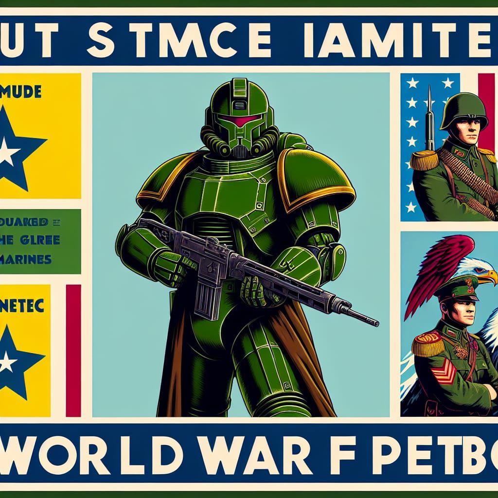 Futuristic Soldier Poster in Retro Sci-Fi Style