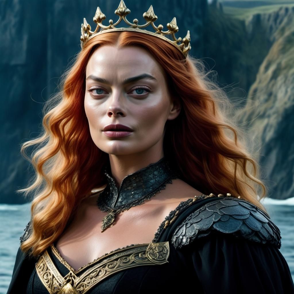 Gothic Art Portrait of Brunhilde with Red Hair