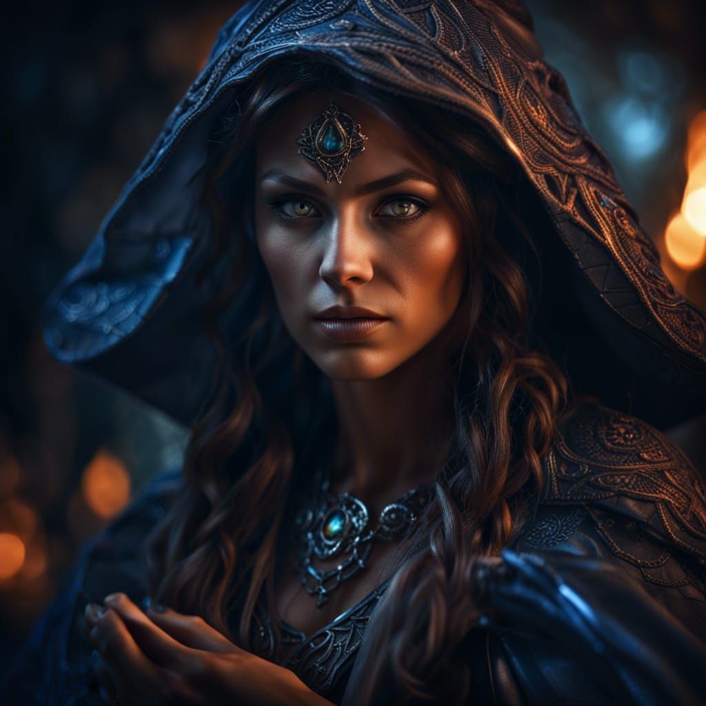 Magical Sorceress in Hyperrealistic Style