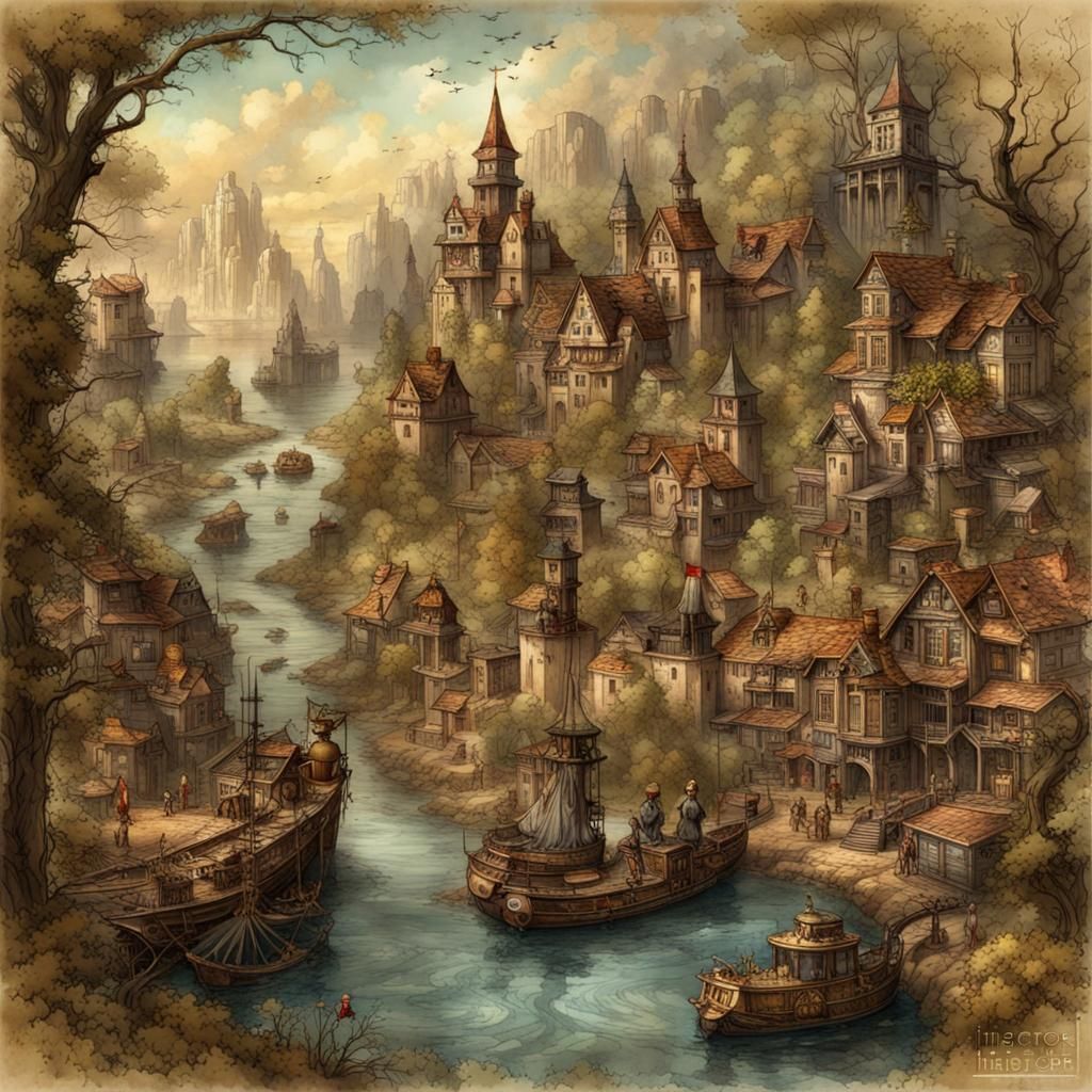 Indiana Jones Vintage Treasure Map in Steampunk Style