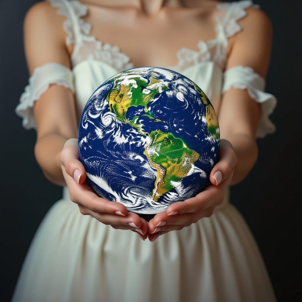 Surreal Hand Cradling Earth Fine Art