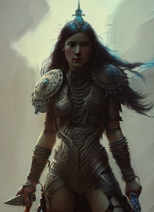 Dark Fantasy Heroine with Battle Axe in Armor