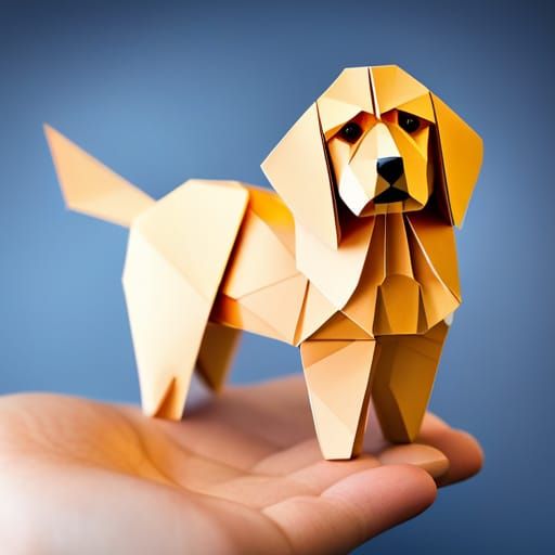 Origami Goldendoodle Papercraft in 8K Resolution