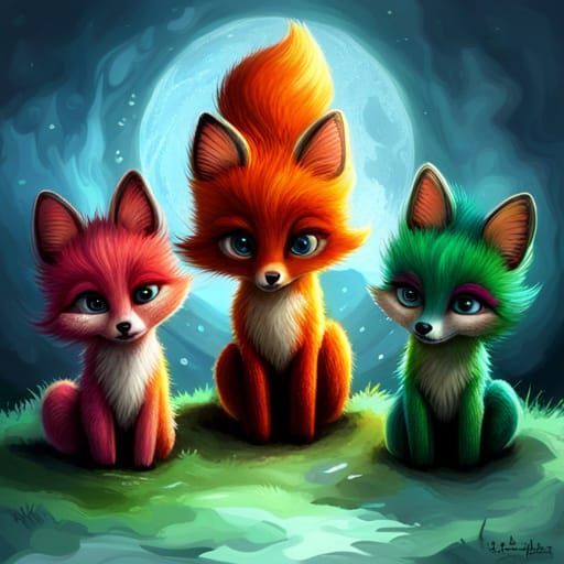 Cute Knitted Yarn Foxes in Armored Chibi Style