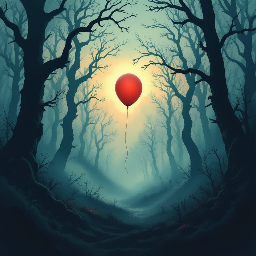 Mystical Forest Balloon in Cinematic Style