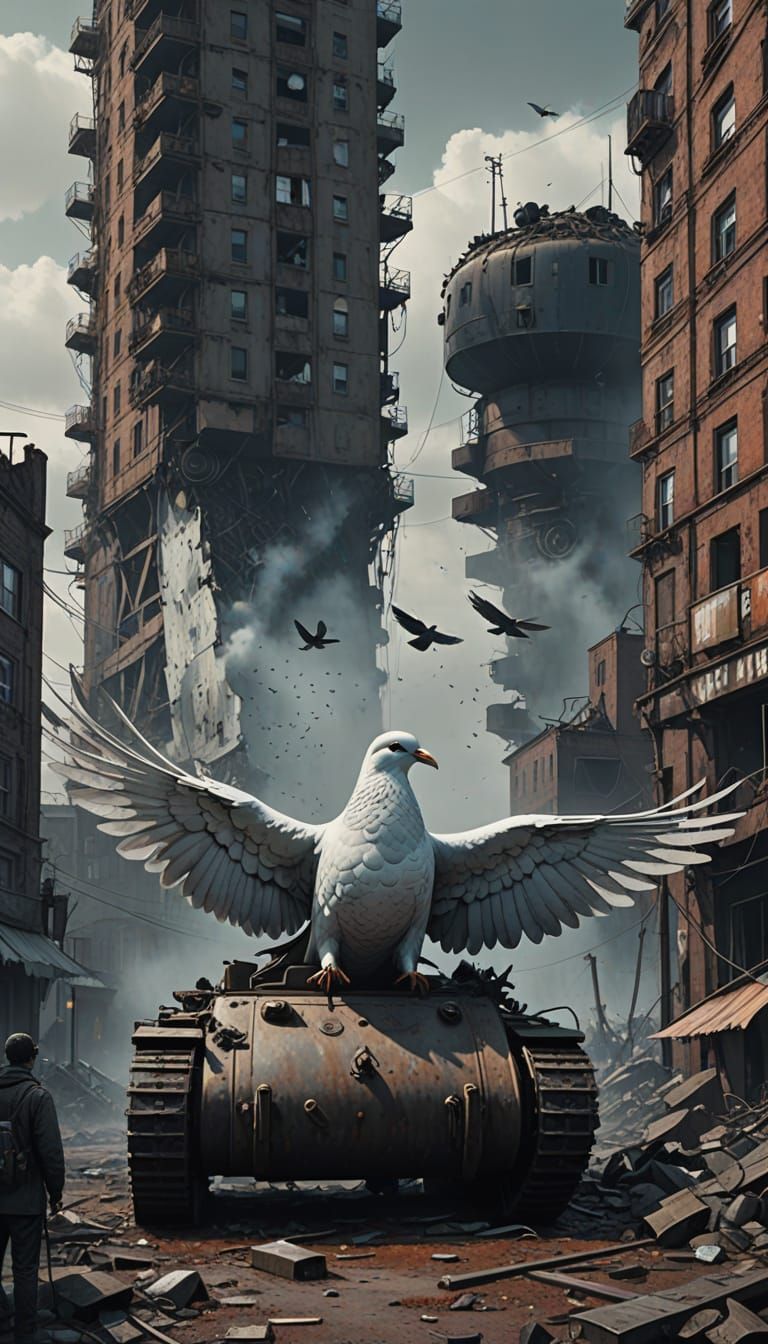 Serene Dove Confronts War Machine in a World of Contradictio...