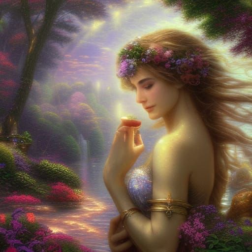 Ethereal Aphrodite Goddess in a Digital Painting