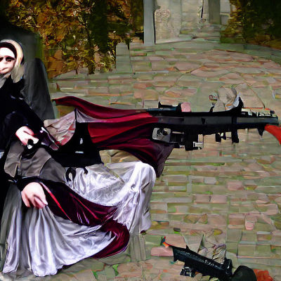 Vampire in Renaissance Garb with AK74u