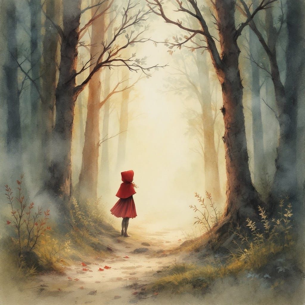 Little Red Riding Hood's Whimsical Forest Encounter