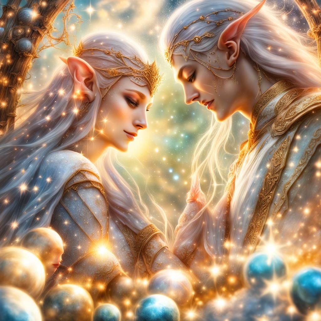 Romantic Elven Couple in Stardust