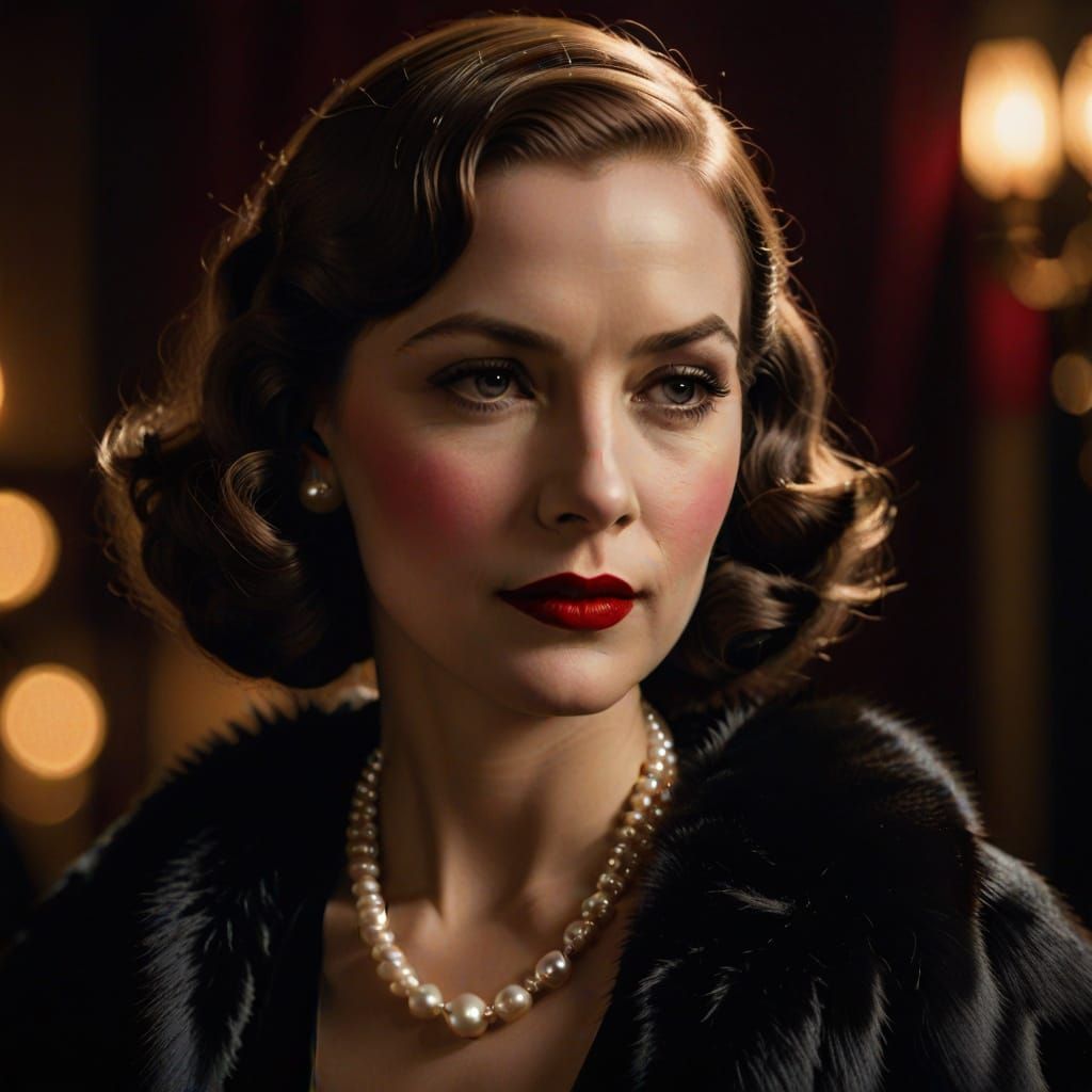 Glamorous Hollywood Portrait in Film Noir Style