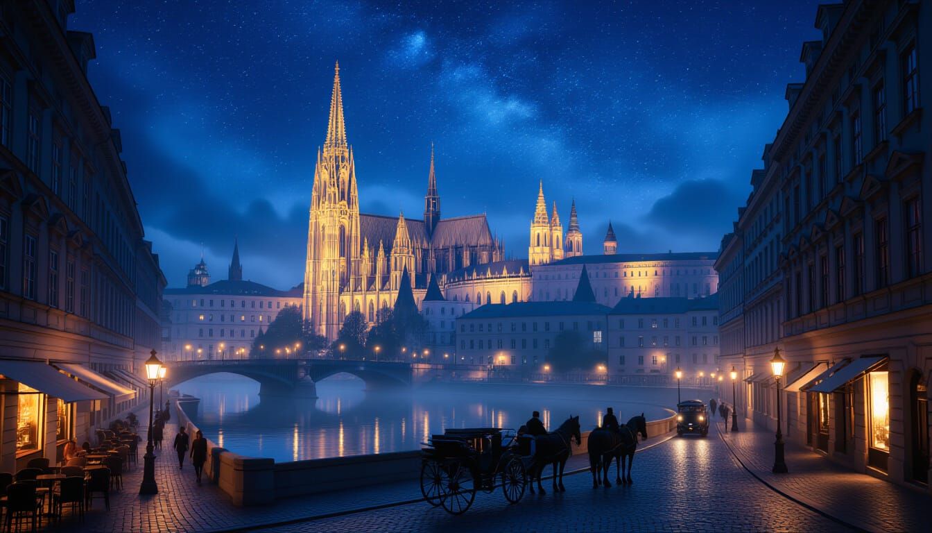 Enchanting Vienna Night View: Stephansdom & Danube