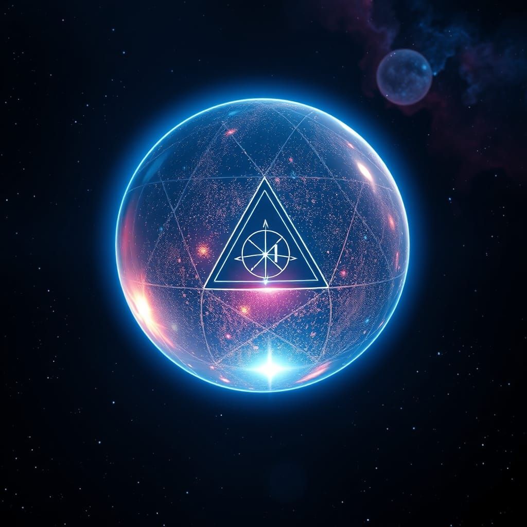 Iridescent Magic 8-Ball Hovers in Cosmic Expanse