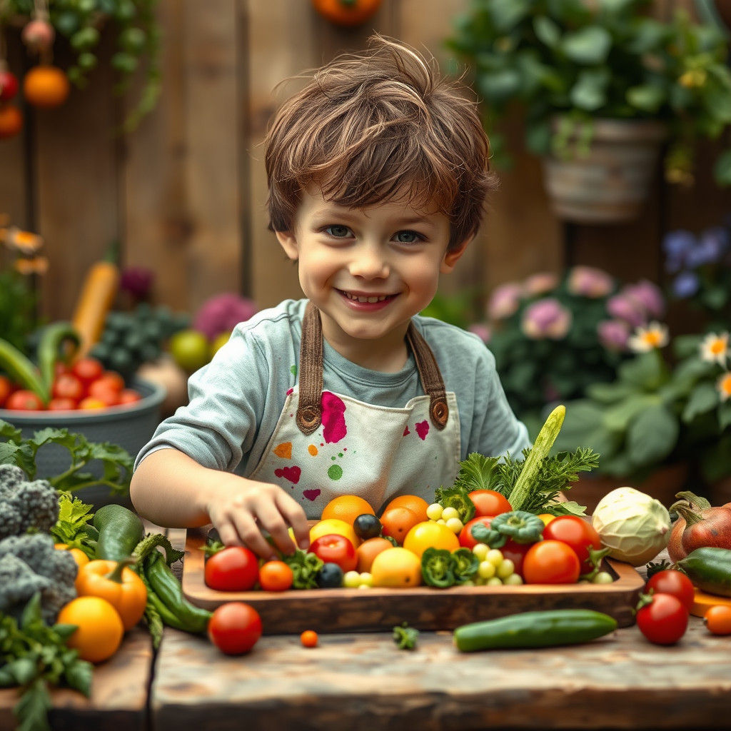 Boy Creates Vegetable Art Inspired by Children's Book Illust...