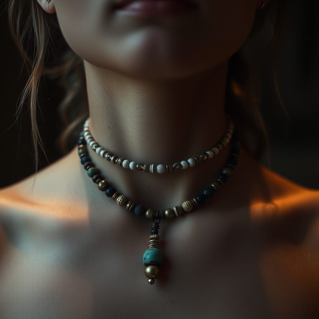 Exquisite Porcelain Clay Beads on a Delicate Lariat