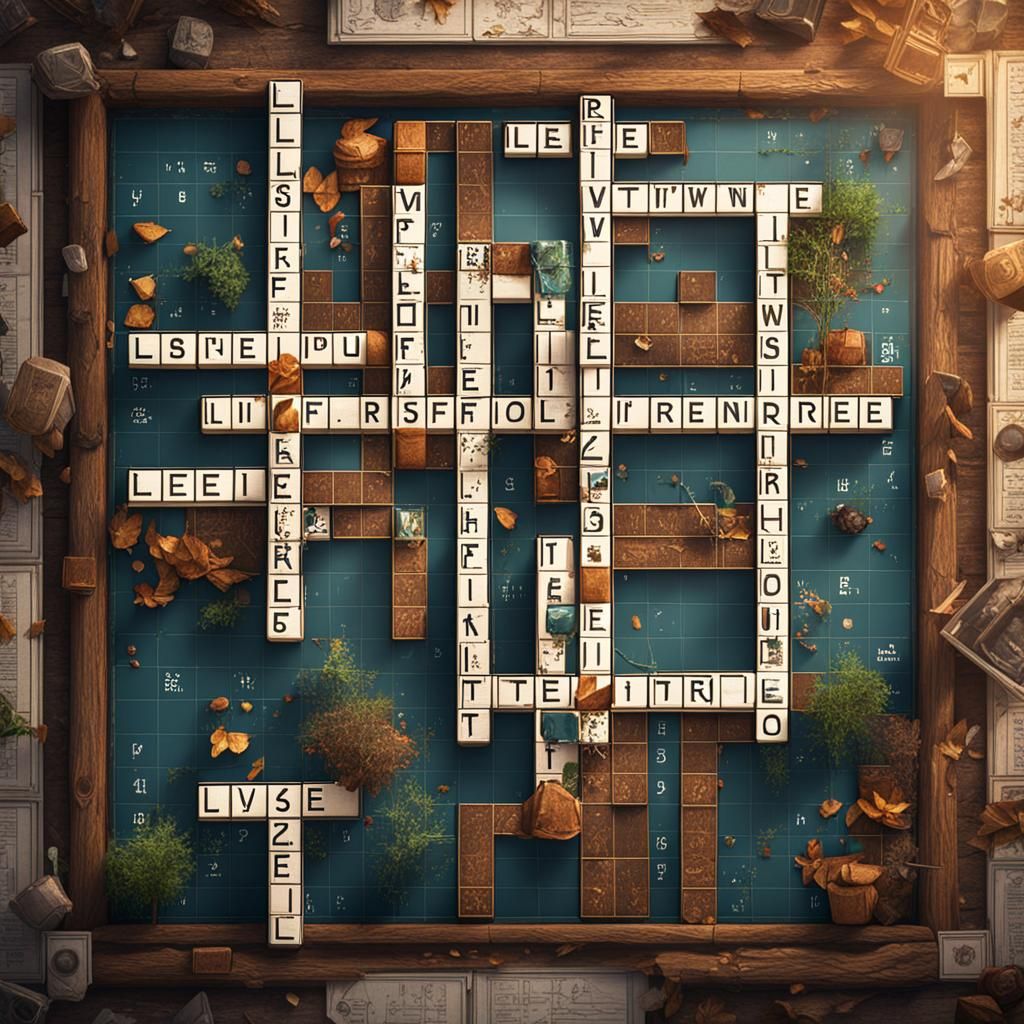 Crossword Puzzle with Life Message in Detailed Painting