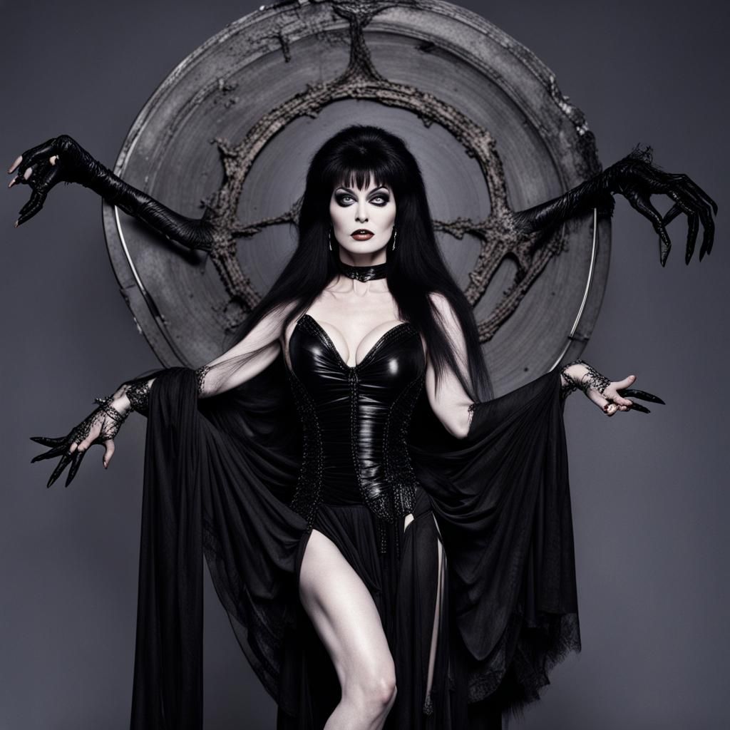 Elvira, goddess of Halloween. extra limbs