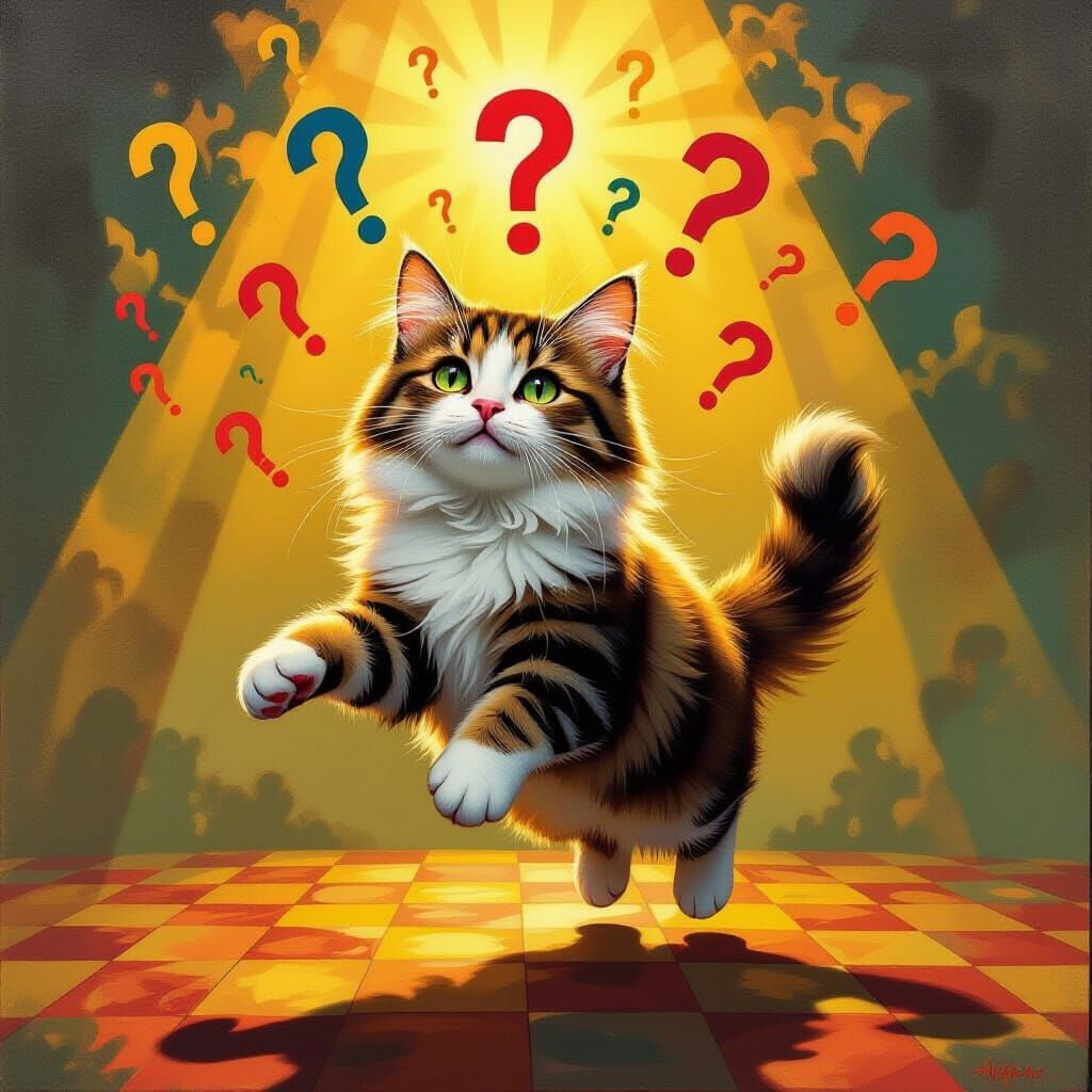 Surrealist Floating Cat in Psychedelic Colors