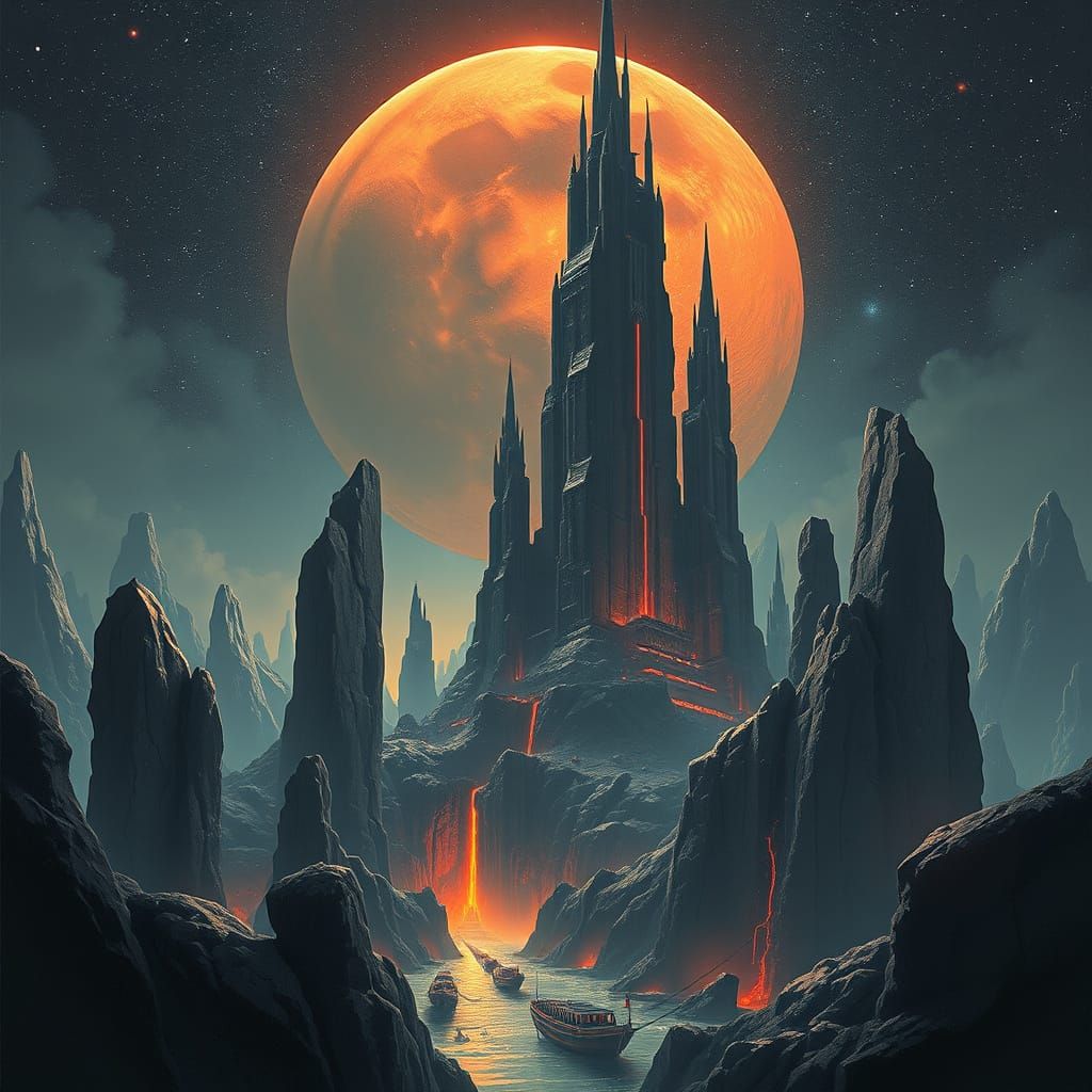 Brutalist City on Extraterrestrial Planet