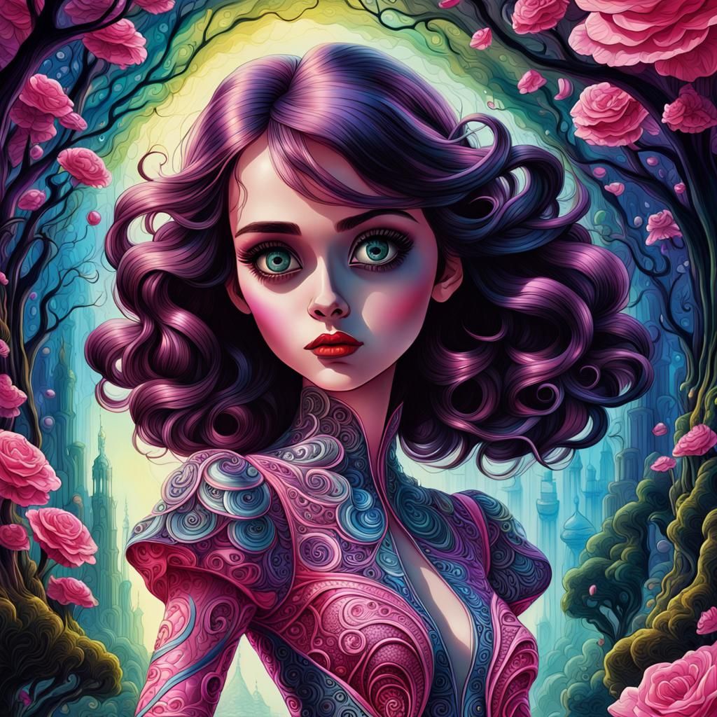 Gorgeous Woman in Pink Dress: Hyperrealistic Splash Art