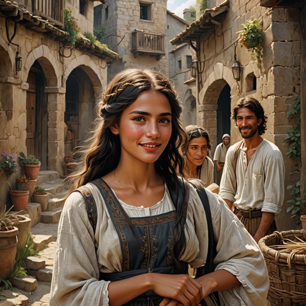 Peasant Girl with King David: Fantasy Concept Art