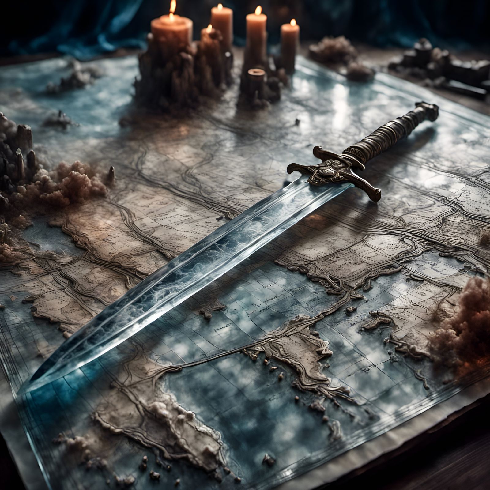 Glass Sword Blade with Detailed Laser Etchings