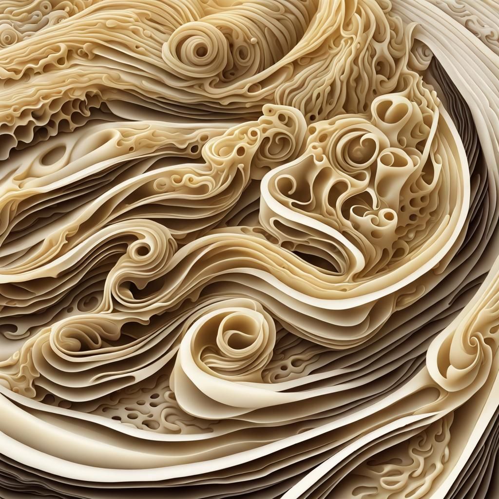 Abstract Pasta Vector Fractal in 3D Shading